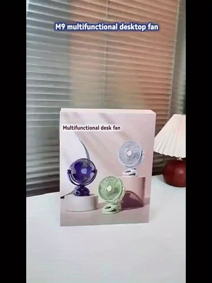 [5-speed Portable Fan] 5-speed Rechargeable Portable Fan | USB Desktop Fan, Clip-on Fan, Battery-powered Fan, 5000mAh, 720° Rotatable Automatic Shaker, Sturdy Fixture Suitable for Home, Camping, Treadmill Office