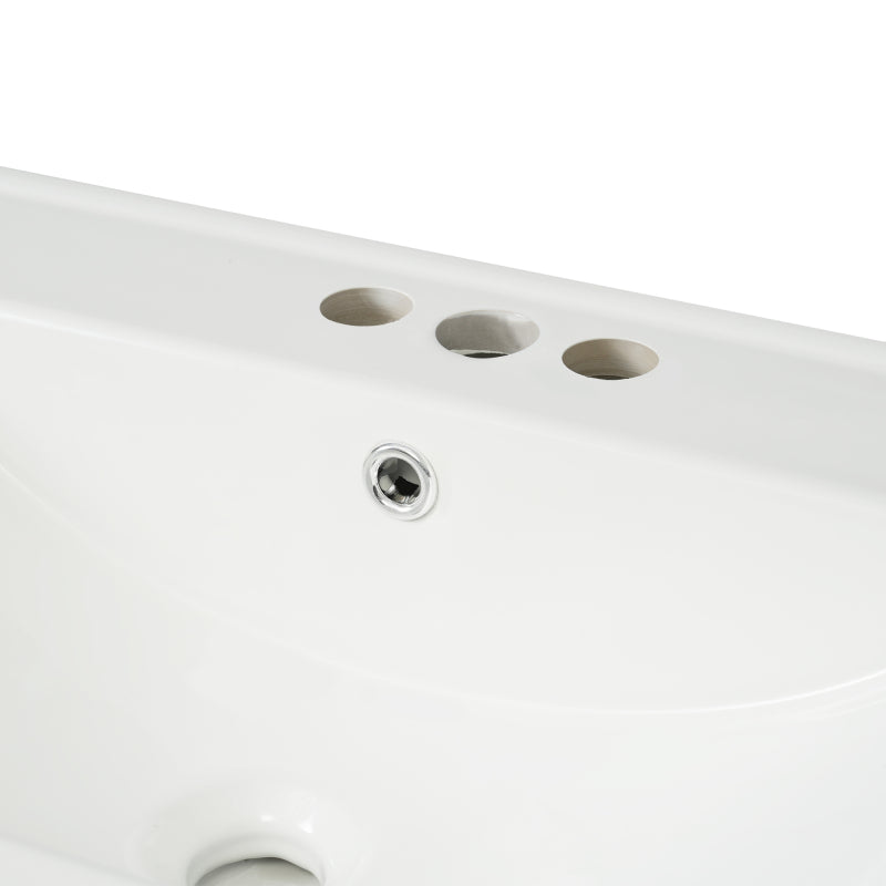 30" White Bathroom Vanity with Ceramic Sink and Versatile Storage - Ideal for Small Bathrooms