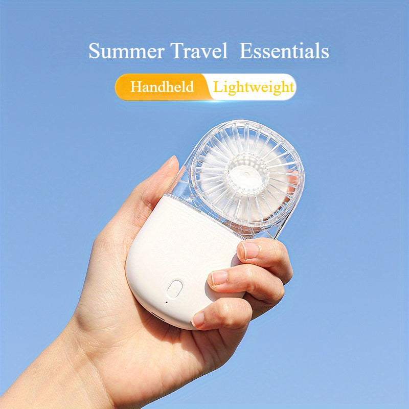 Portable Neck Fan - 5-Speed Folding Handheld & Desk Fan, USB-C Rechargeable 1200mAh, Lightweight Quiet Operation for Travel, Camping, Office, Indoor/Outdoor Use - Summer Essentials, Outdoor Cooling, Transparent Design, Brushless Dc Motor