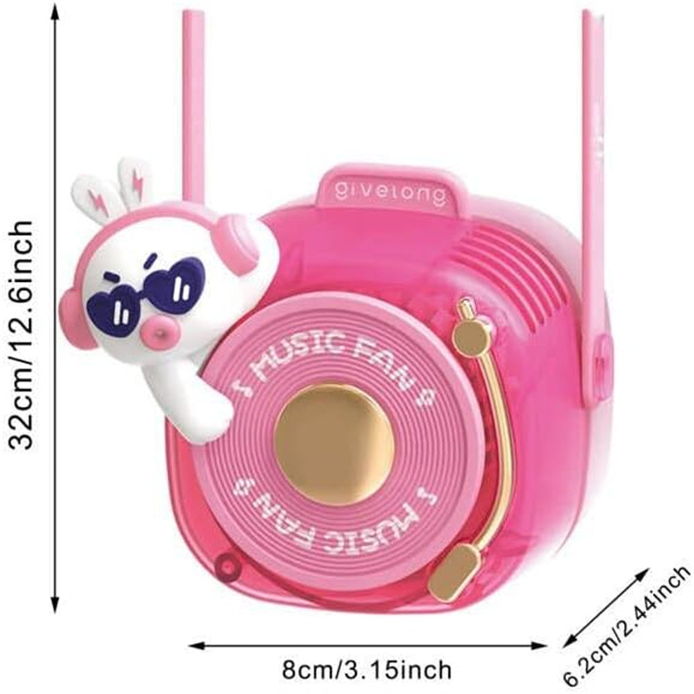 Cute Lazy Hanging Neck Fan, Mini Cartoon Outdoor Portable, Rechargeable Lanyard Leafless Small Handheld Fan for Friends