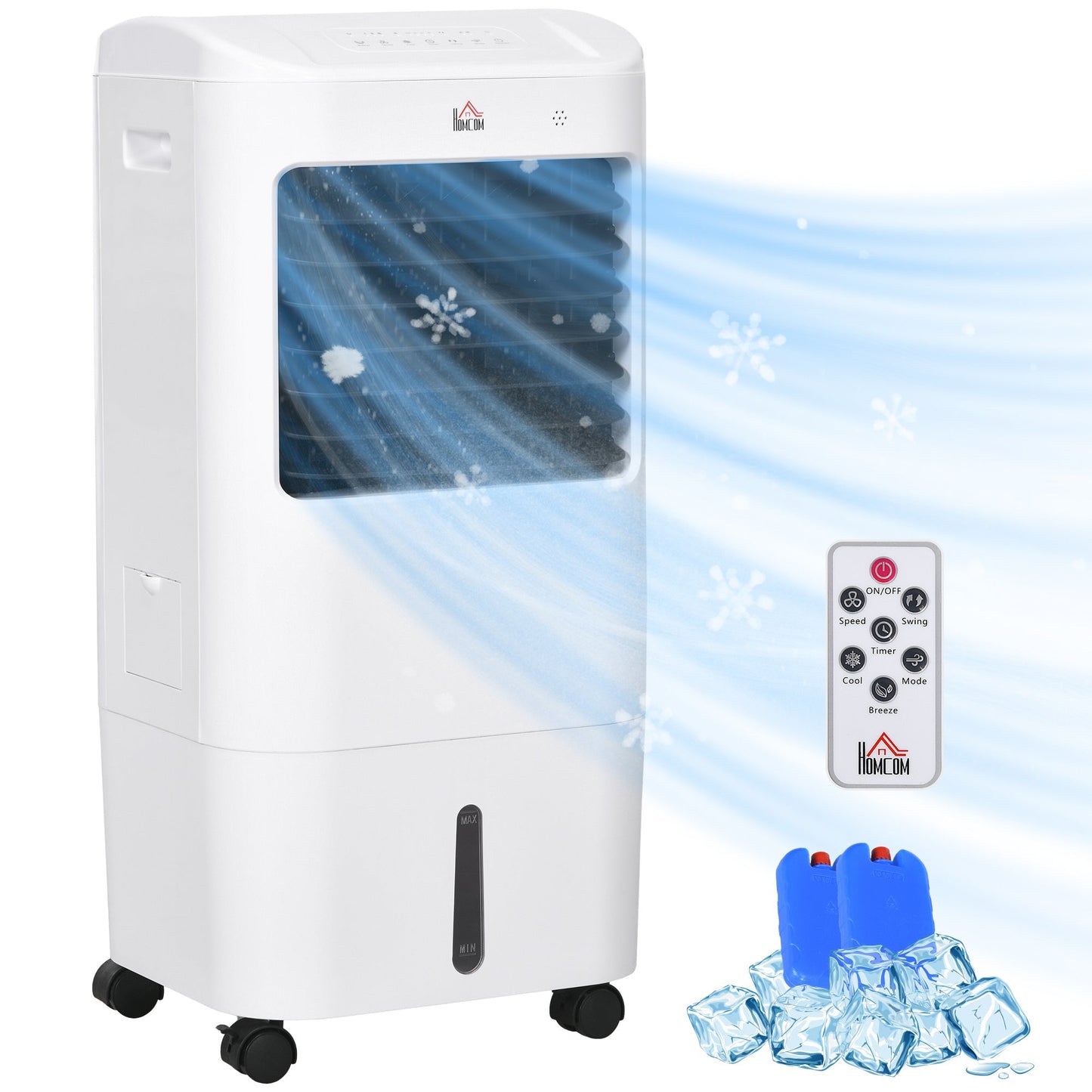 Evaporative Air Cooler, 3-In-1 Ice Cooling Fan with Remote, White