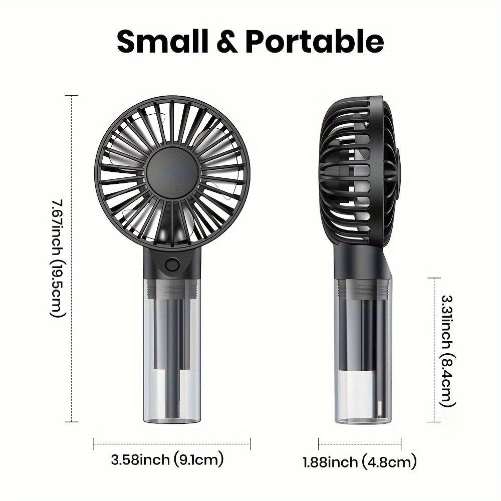 TOPK Portable Handheld Misting Fan Rechargeable Personal Mister Fan, Battery Operated Spray Water Mist Fan, Foldable Electric Mini Cooling Hand Fans for Beach Travel Outdoors Makeup, TOPK