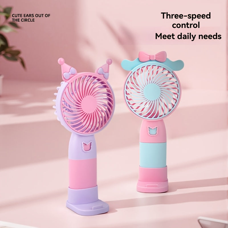 Mini Portable Wearable Fan With Phone Stand - Rechargeable, USB Charging, Handheld, Table Fan For Indoor And Outdoor Use - Perfect For Office, Travel, Camping, And Outdoors