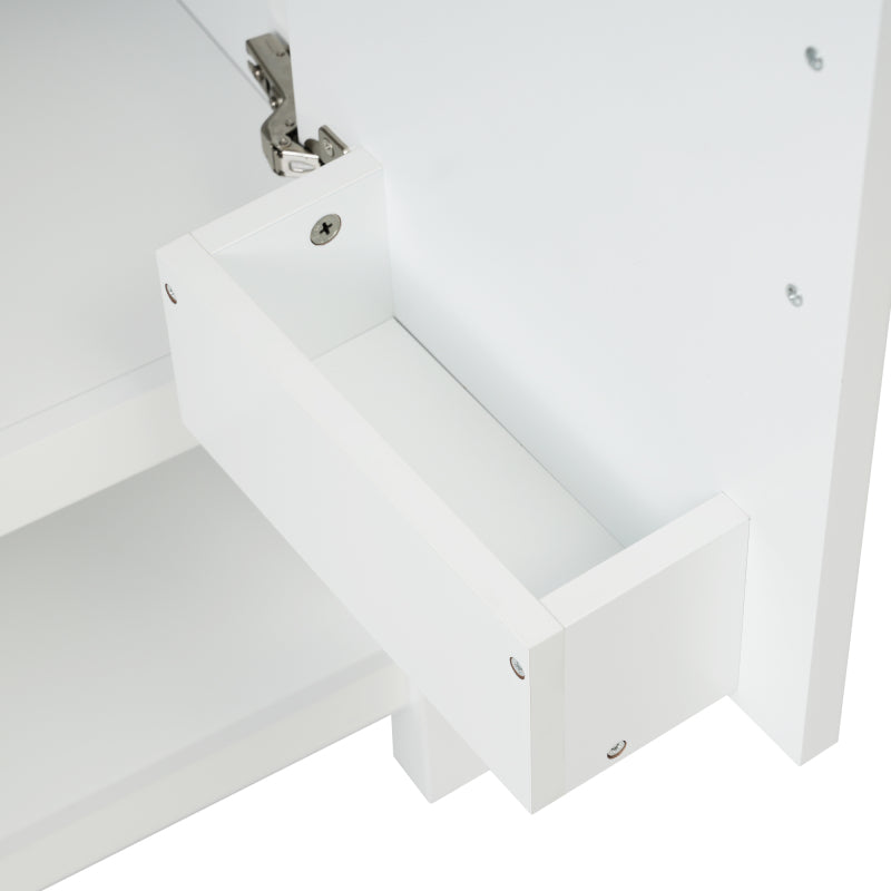 30" White Bathroom Vanity with Ceramic Sink and Versatile Storage - Ideal for Small Bathrooms